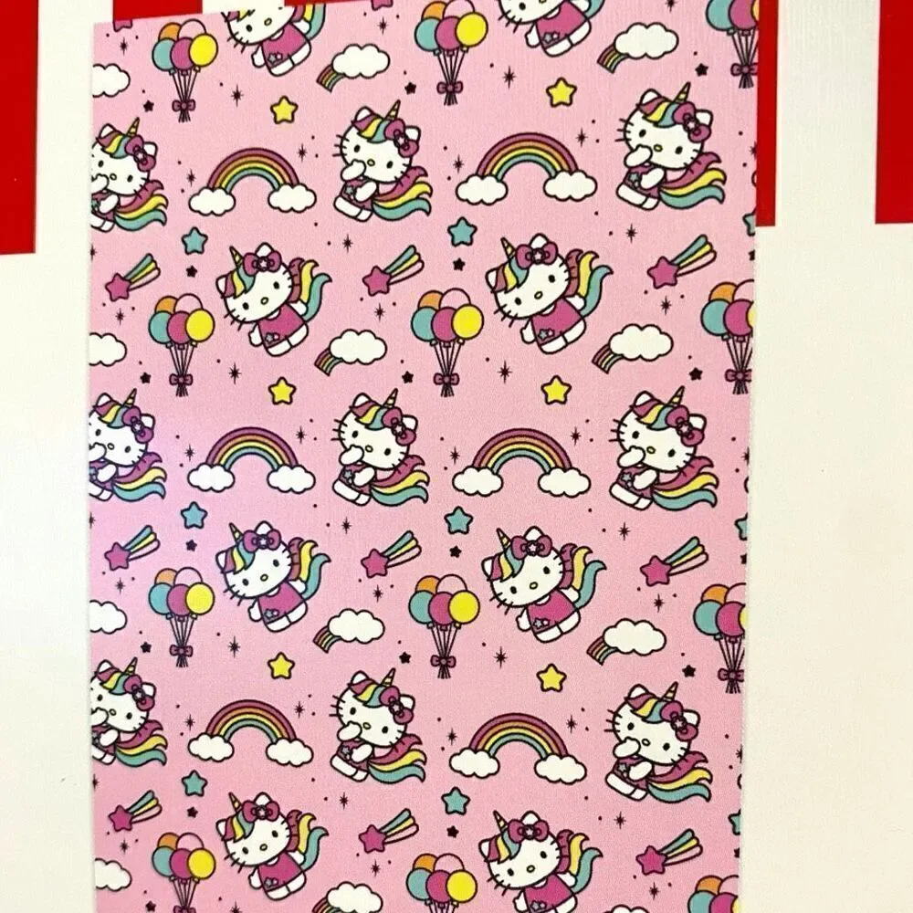 Hello Kitty Pink Unicorn Plush Throw Blanket 50”x70” Cloud Balloons Rainbows (a)